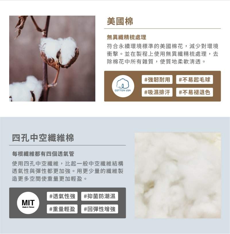 四季透氣被兩種材質介紹說明