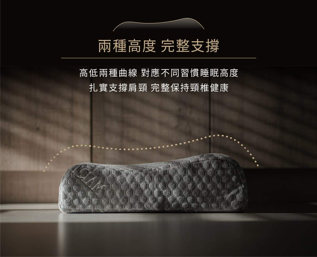 石墨烯護頸乳膠枕高度曲線說明