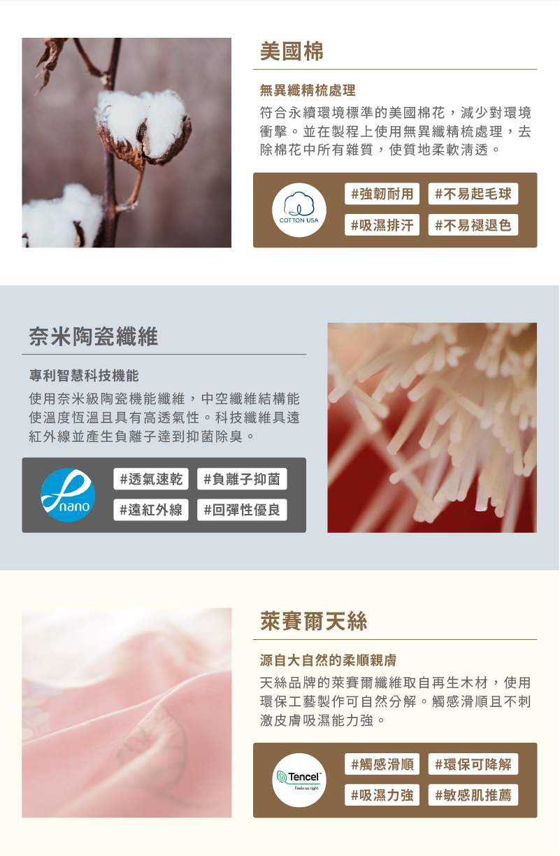 絲棉涼被三層材質介紹說明