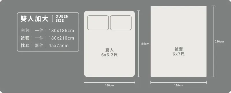 6尺床包兩用被尺寸圖